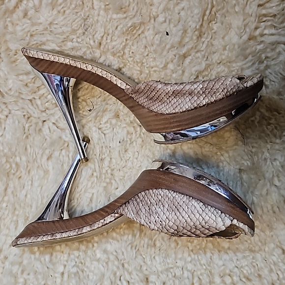 MARCIANO FISH SKIN PLATFORM HEELS - Picture 3 of 11